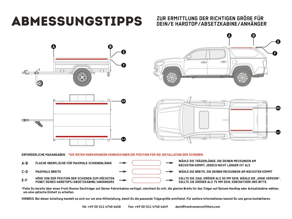 Pick-Up Hardtop / Anhänger mit OEM Schiene Slimline II Dachträger Kit / 954 mm (L) x 1475 mm (B) – Bild 8
