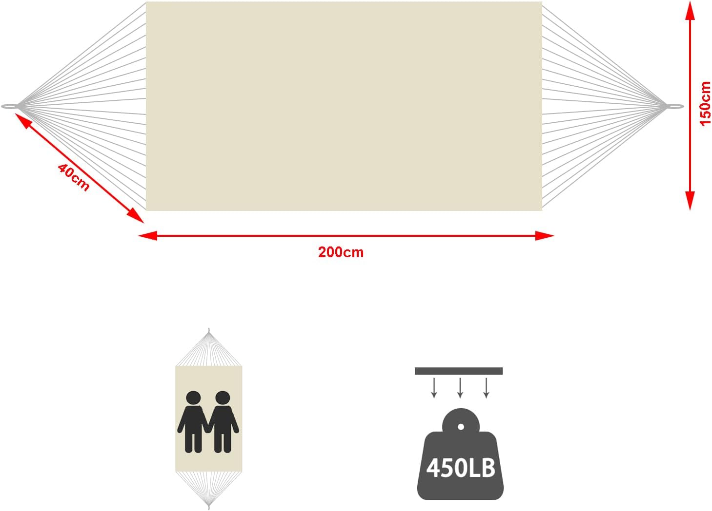 Outdoor Boho Hängematte für 2 Personen – Beige – Bild 3