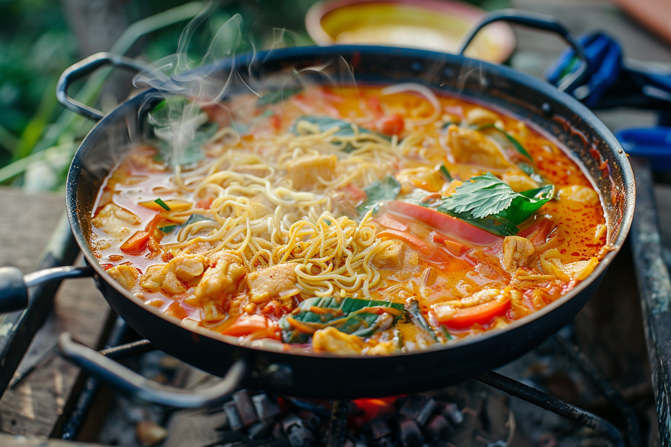 One-Pot Thai Curry mit Reisnudeln und Gemüse